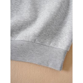 [Cute Sweatshirt] Soft Pink Women's Plus Size Cute Cartoon Character Print Sweatshirt | Miser Brothers & We're Too Much! Graphic, Machine Washable Casual Winter & Autumn Top, Cozy Comfort Clothing, Relaxed Fit Pullover