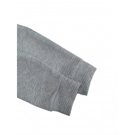 Plus Size, Autumn and Winter New Large Size Women's Button-Decorated Pullover Solid Color Casual Comfortable Long Sleeve Textured Design Sweatshirt