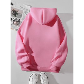 Calvin s Plus Size Oversized Hooded Sweatshirt - Light Grey with Black Letter 'C' & Golden Stripes Print, Cozy Fleece Pullover with Pockets, Women's Autumn Winter Casual Clothing, Autumn Winter Apparel, Comfortable Sweatshirt