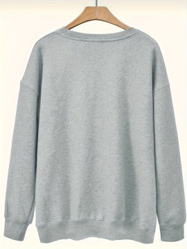 [Polyester Floral Grandma Sweatshirt] Polyester 100% Floral Grandma Graphic Pullover Sweatshirt - Plus Size, Crew Neck, Slight Stretch, Casual Sportswear for Fall/Winter - 260g/m²