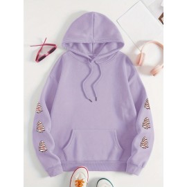 Winter Warmth | Women's Plus Size Christmas Tree Print Hoodie - Cozy Long Sleeve Pullover with Pockets, Festive 