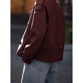 [Elegant Blazer] Elegant Brown Women's Blazer | Structured Non-Stretch Jacket, Machine Washable Chic Outerwear for Everyday & Formal Events, Minimalistic Design, Sophisticated Craftsmanship