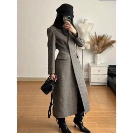 [Double Row Button Windbreaker Jacket] Temperament Double Row Button Long Windbreaker Jacket