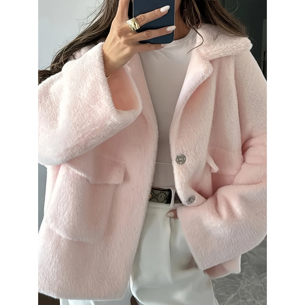 [New Loose Plush Coat] Winter Style Women's Fashion New Loose Plush Coat Top Jacket