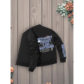 Women's Jacket - Christian Faith Statement Outerwear, Zip-Up Baseball Collar Coat, Machine Washable Polyester Jacket for Everyday & Special Occasions, Versatile Layering, Bold Print Design, Quality Stitching, Stylish Coat, Trendy Women