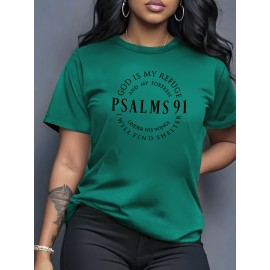 Calvin Women'S Graphic T-Shirt - Psalms 91:11 Inspirational Bible Verse Print, Soft Stretch Round Neck Tee, Breathable Casual & Athletic Wear for Everyday Comfort, All-Season Black Top, Comfortable Clothing | Motivational Apparel | Soft Fabric Tee